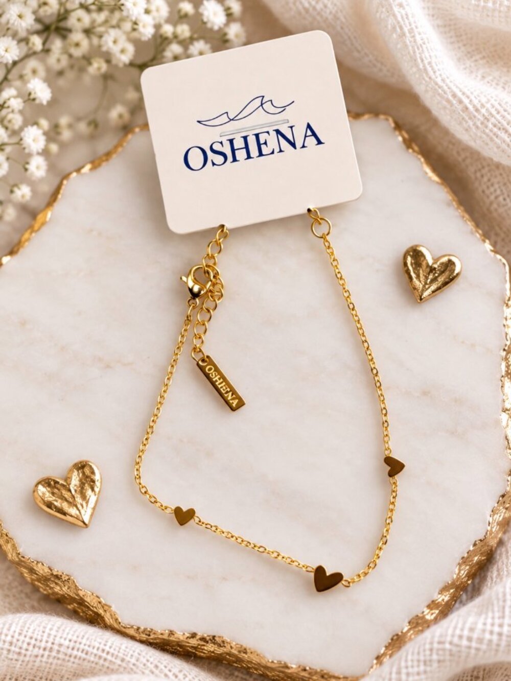 NEW Oshena Heart Charm Bracelet